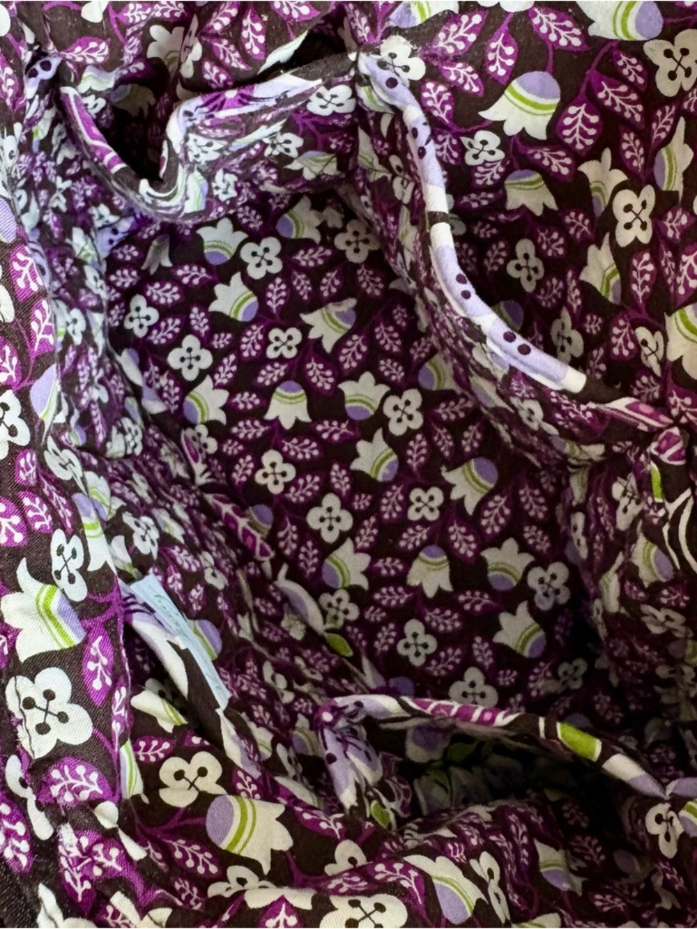 Vera Bradley Purple Floral Quilted Tote Bag | Retired Plum Petals Print - Picture 4 of 5